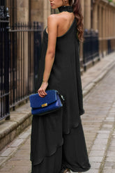 Mock Neck Single Shoulder Top and Pants Set OutfitFlow